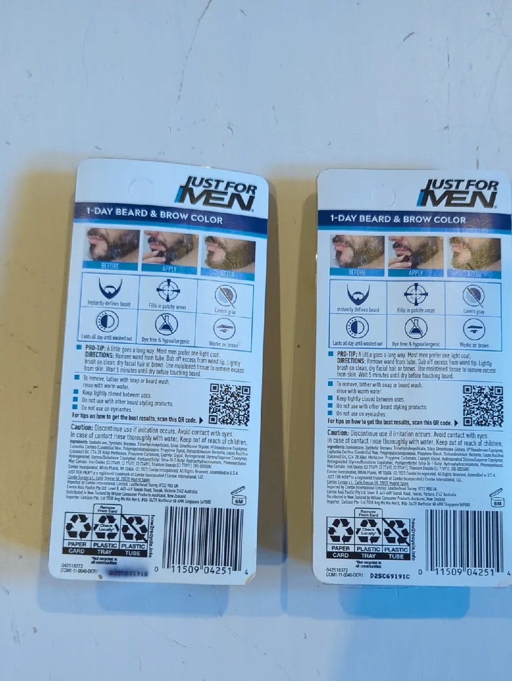 New Just For Men 1-Day Beard & Brow Color - Light Brown Set Of Two